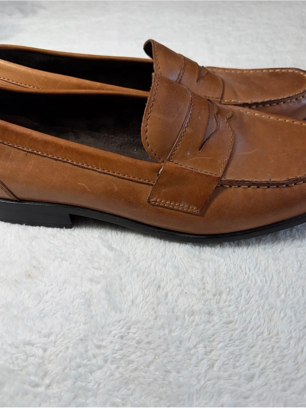 Rockport Mens Tan Leather Penny Loafers Walkability 11.5 M Business Casual